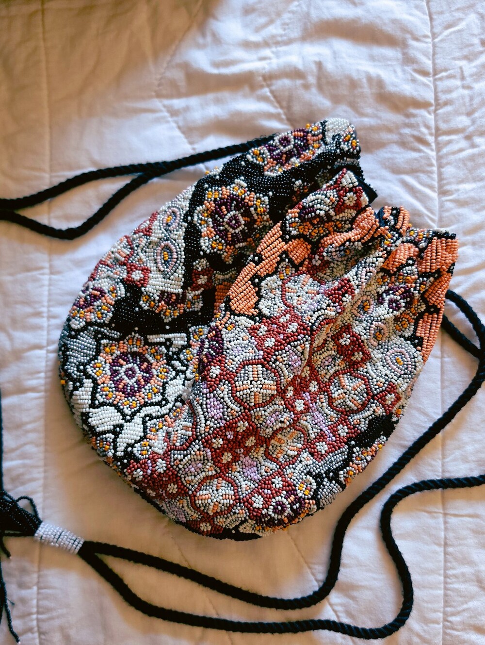 Anthropologie Beaded Drawstring Shoulder Bag - Multicolor